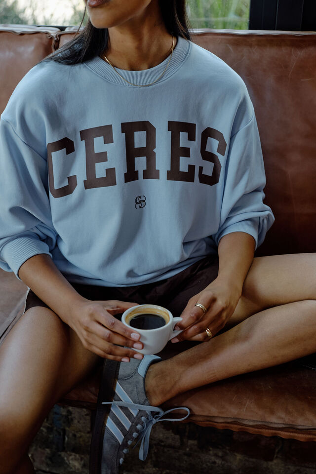 Isla Oversized Slouchy Crew | Chalk Blue