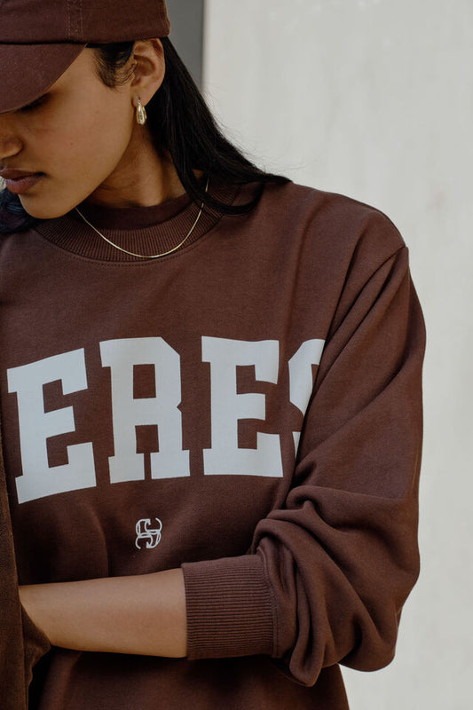 Isla Oversized Slouchy Crew | Chocolate