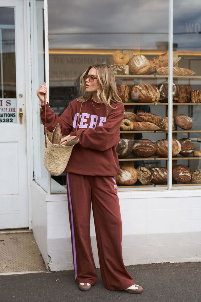 Isla Oversized Slouchy Crew | Burnt Toffee/Orchid