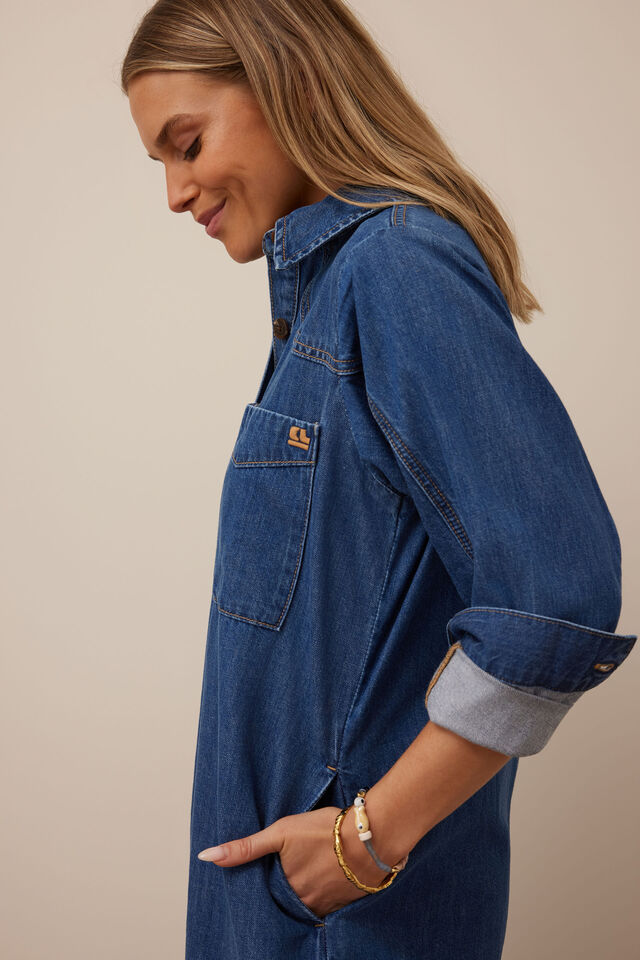 Rae Long Sleeve Midi Dress | Fresh Indigo