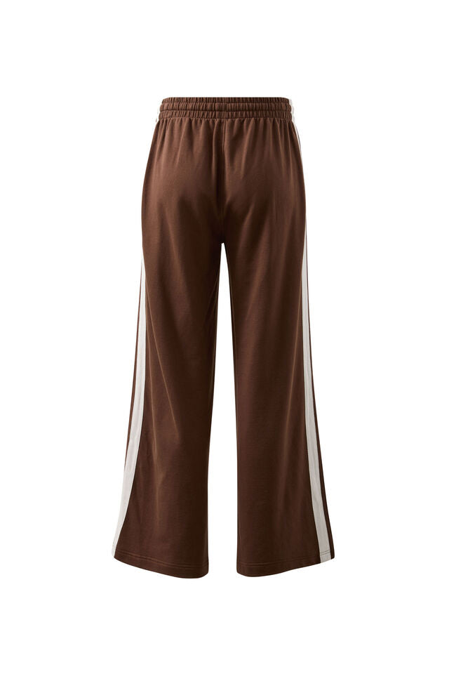 Gigi Wide Leg Terry Trackpant | Chocolate Stripe