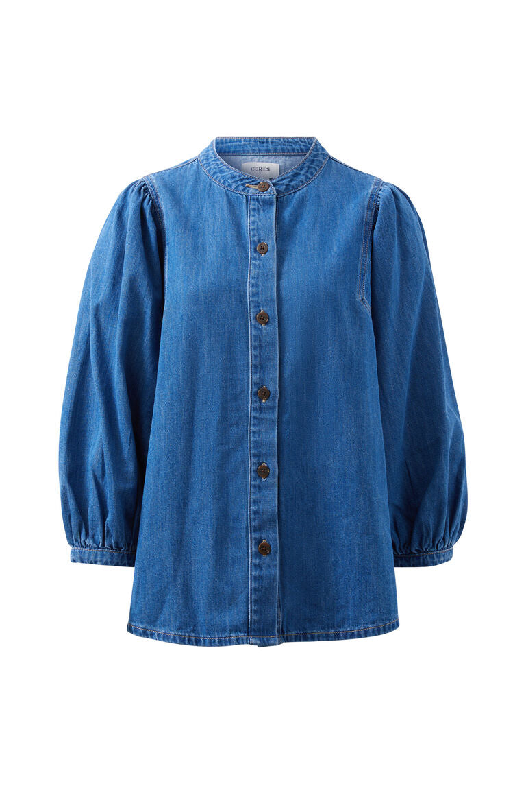 Puff Sleeve Denim Shirt
