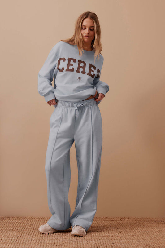 Gracie Relaxed Pin Tuck Trackpant | Chalk Blue