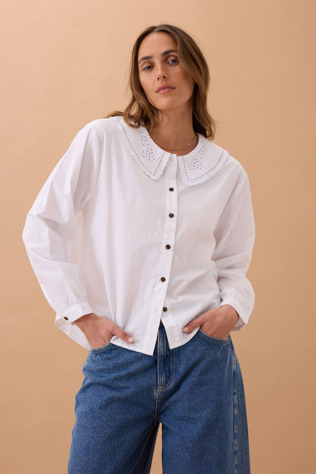 Alice Collared Top | White
