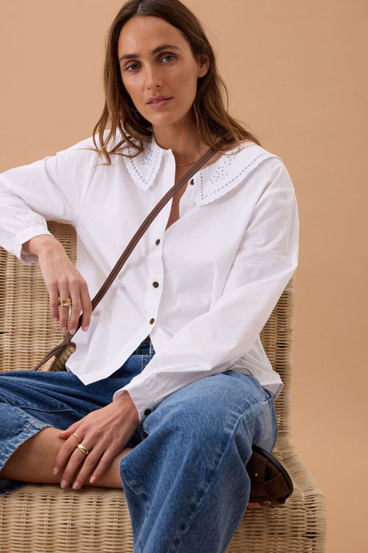 Alice Collared Top | White