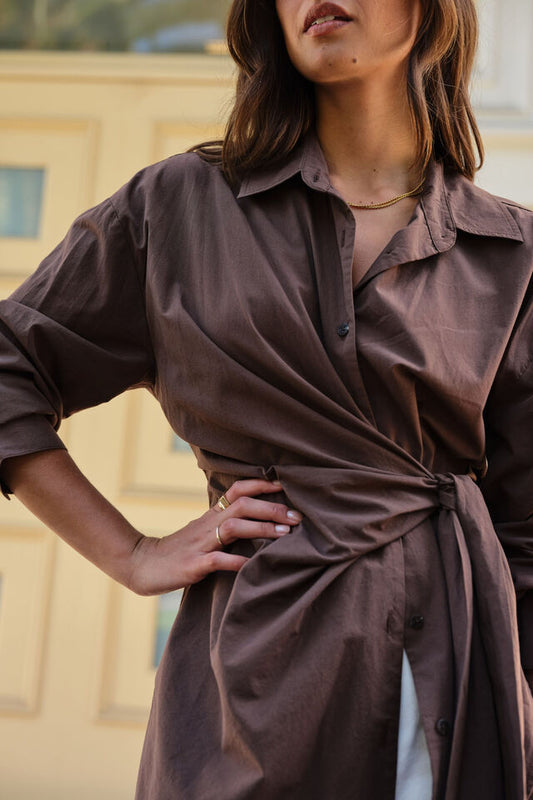 Elodie Wrap Shirt| Brown