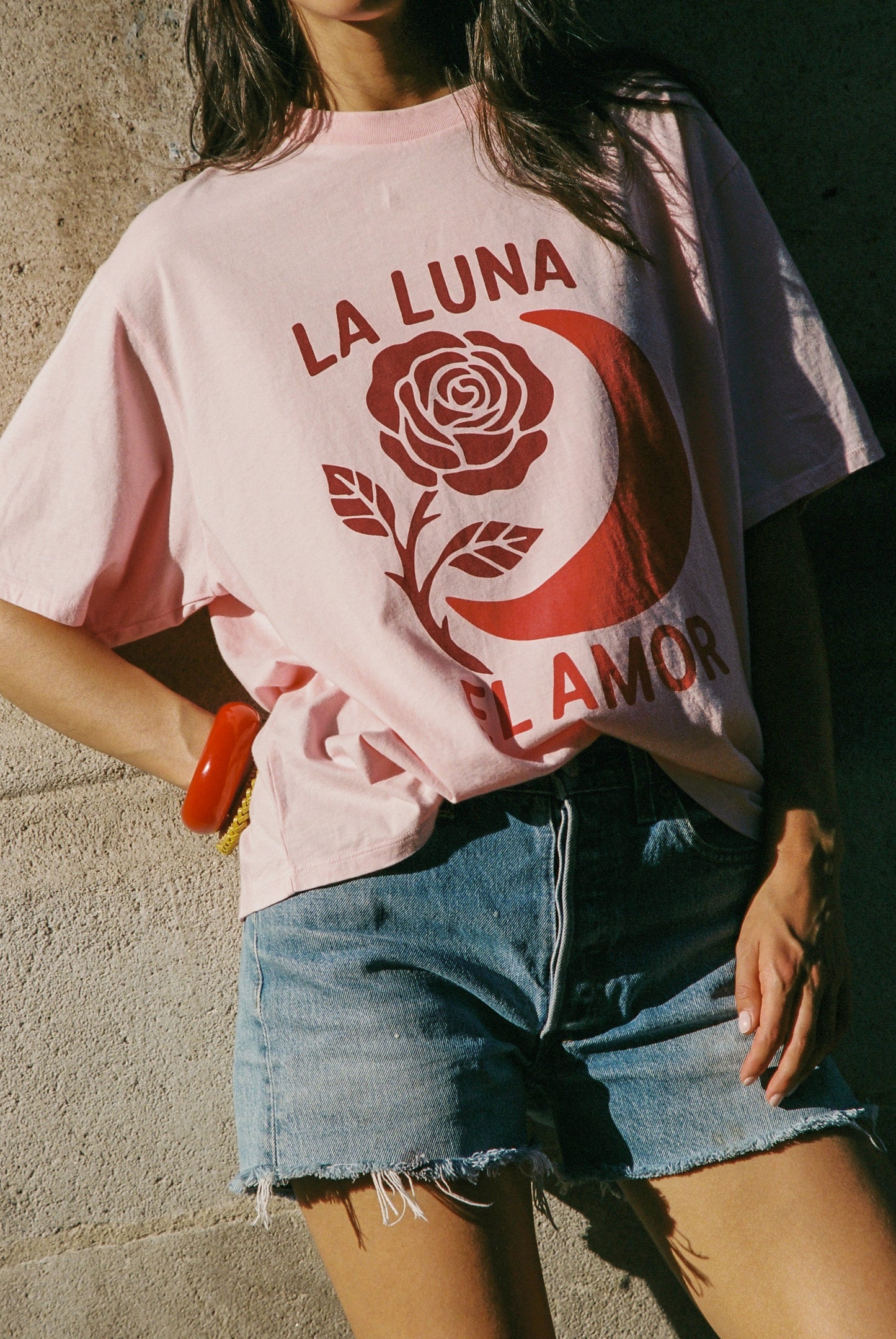 Moon Rose Boyfriend Tee | Pink
