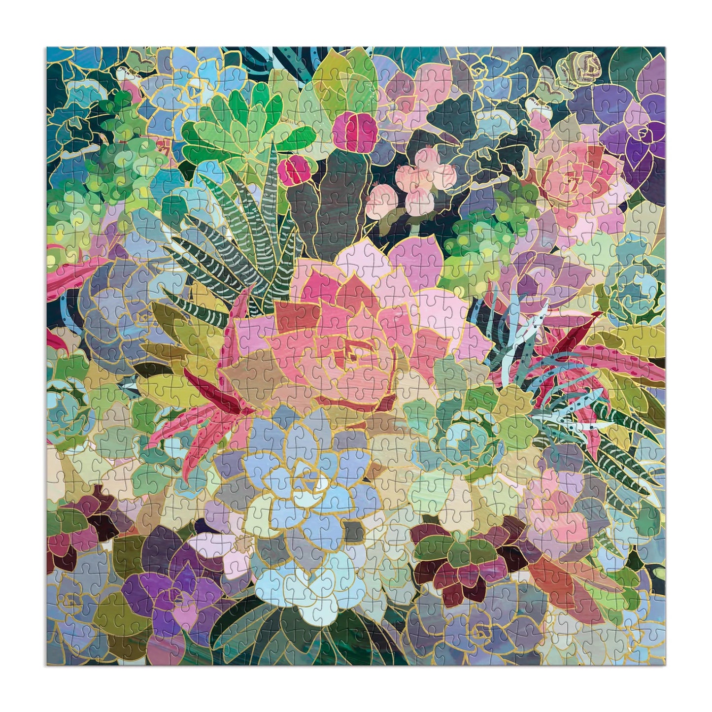 Succulent Mosaic Foil Puzzle | 500pcs Multi-Coloured