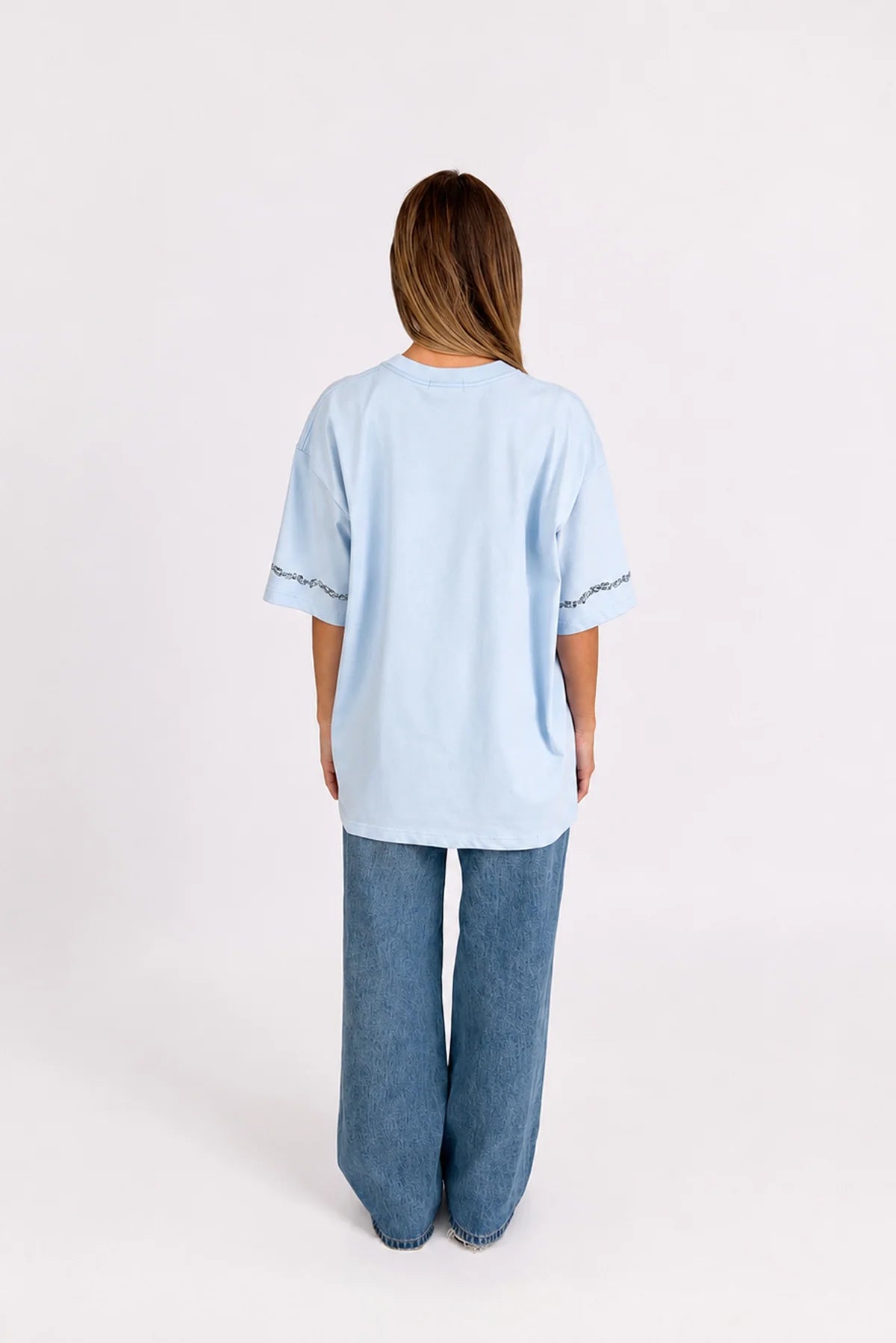Chains and Roses Oversized Tee | Soft Blue