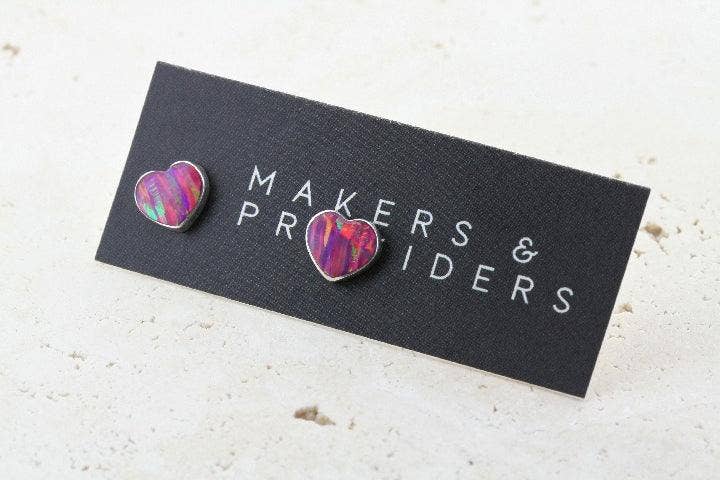 Heart Opal Stud | Rose