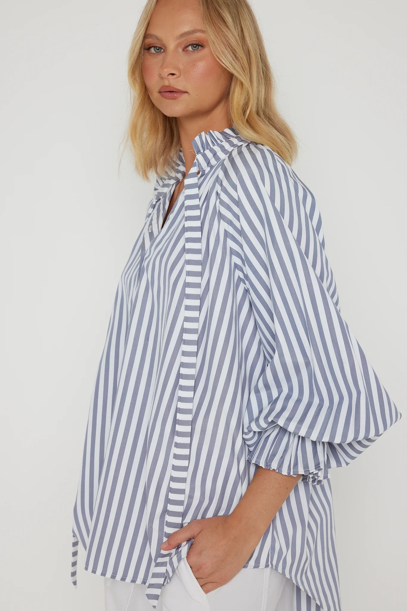 Danill Blouse | Grey Stripe