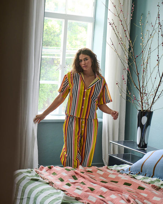 Short Sleeve Shirt and Pant Pyjama Set | Casablanca Stripe