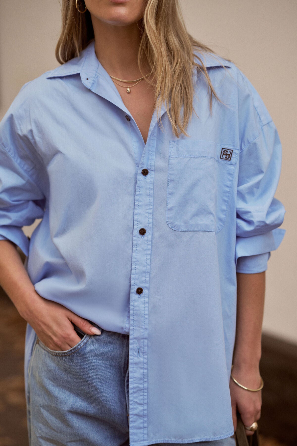 Peta Oversized Shirt | Sky Blue