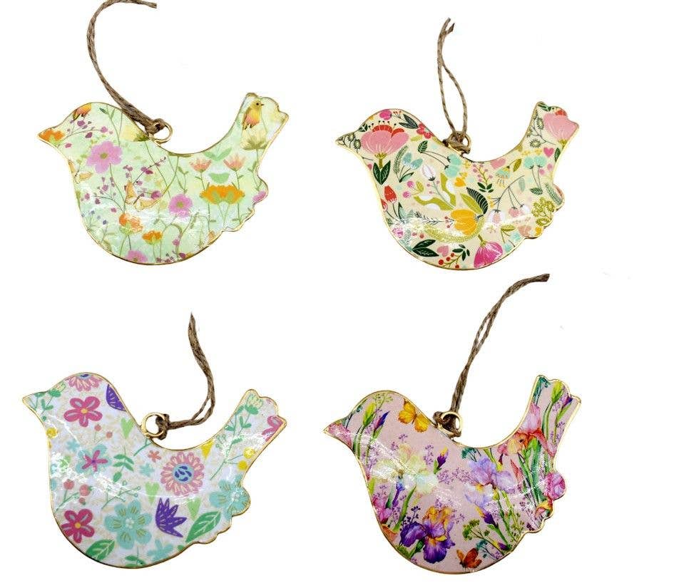 Pink Floral 10 cm Tin Birds