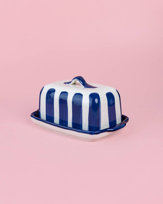 Artisanal Ceramic Butter Dish | Blue & White
