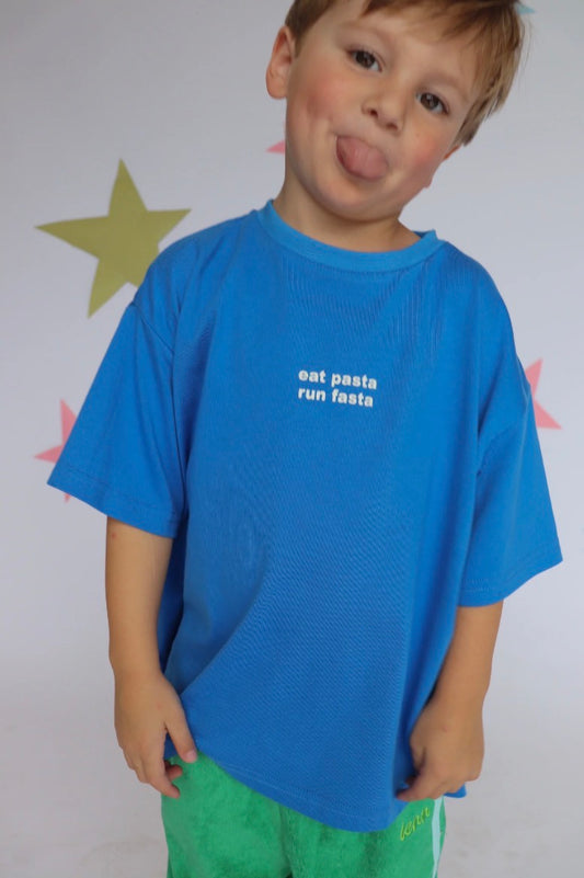 Eat Pasta Run Fasta Tee | Sea Blue
