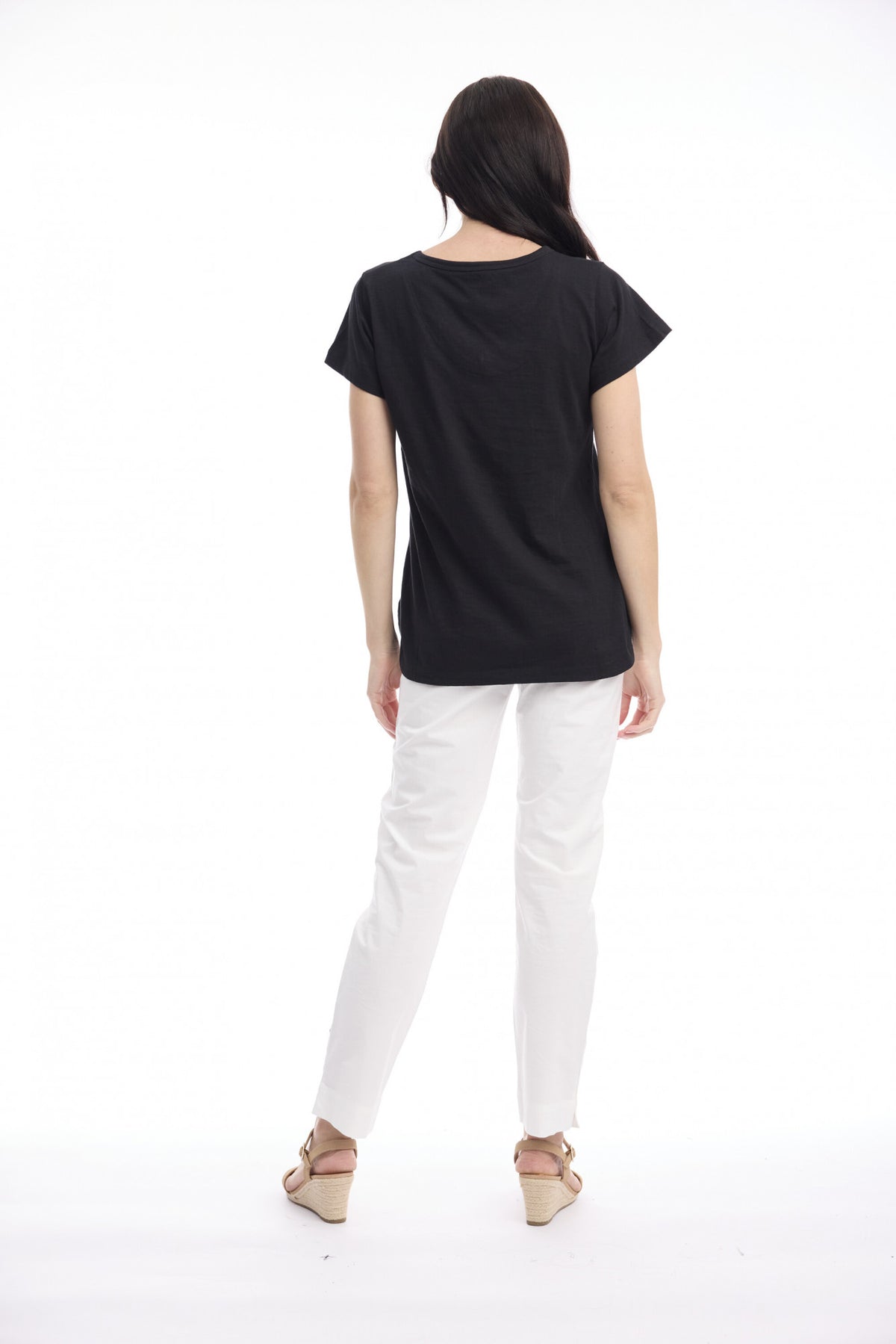 Cotton Knit Tee V | Black