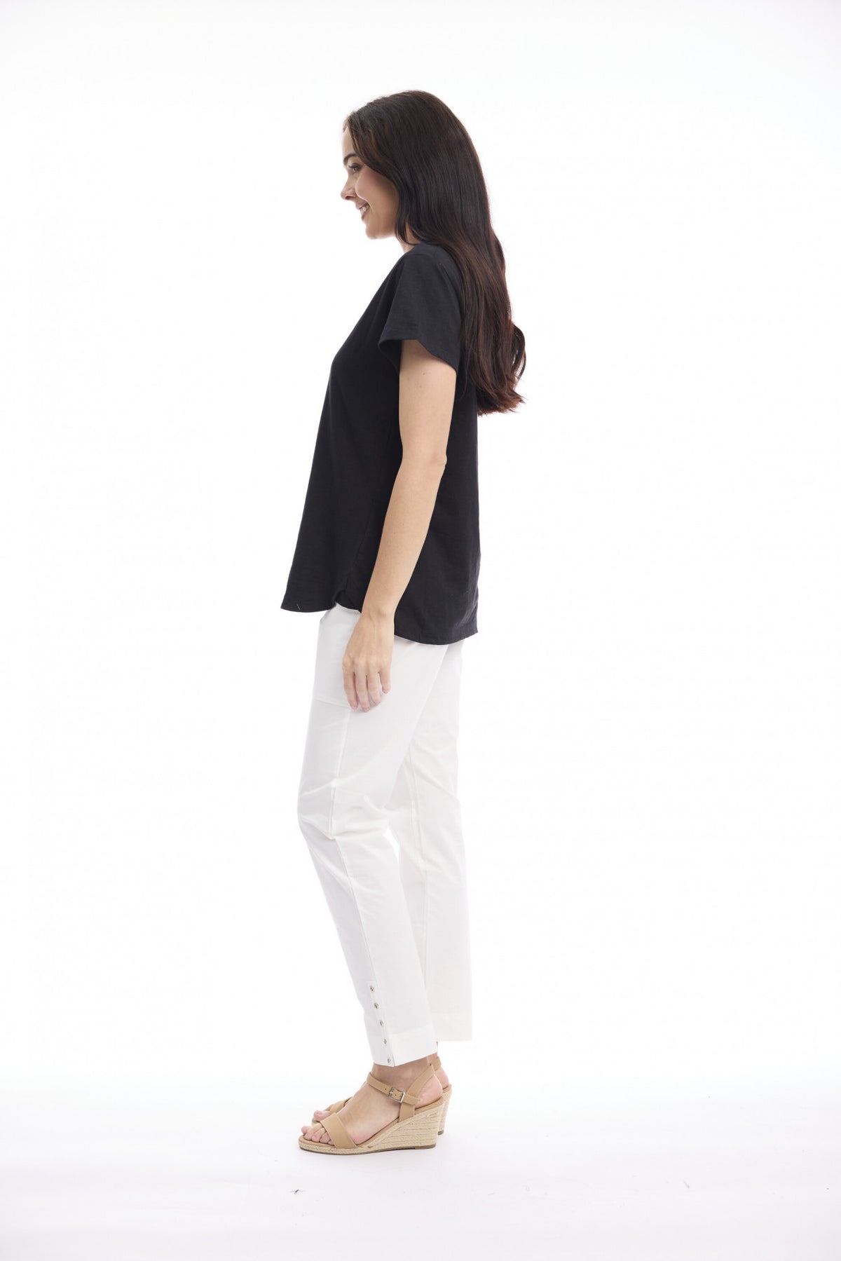 Cotton Knit Tee V | Black