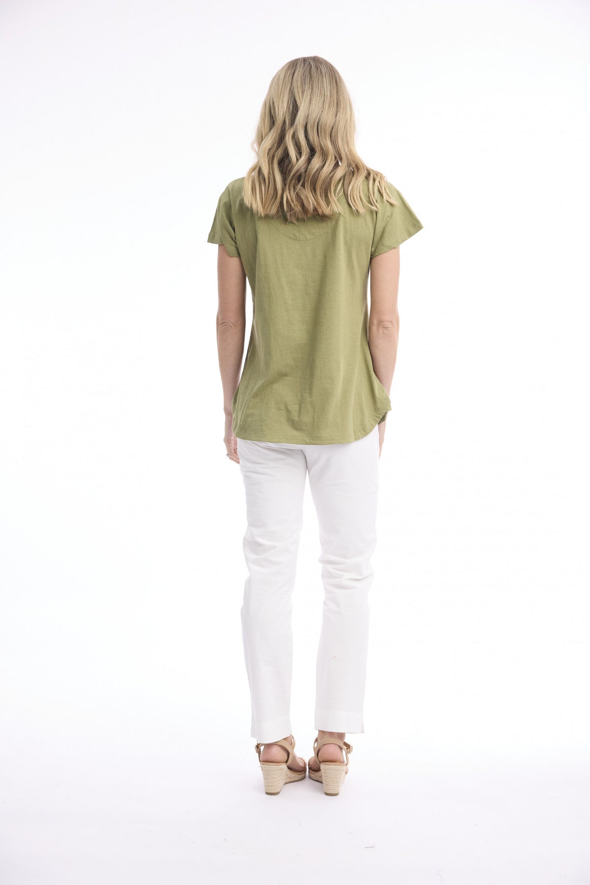 Cotton Knit Tee V | Khaki