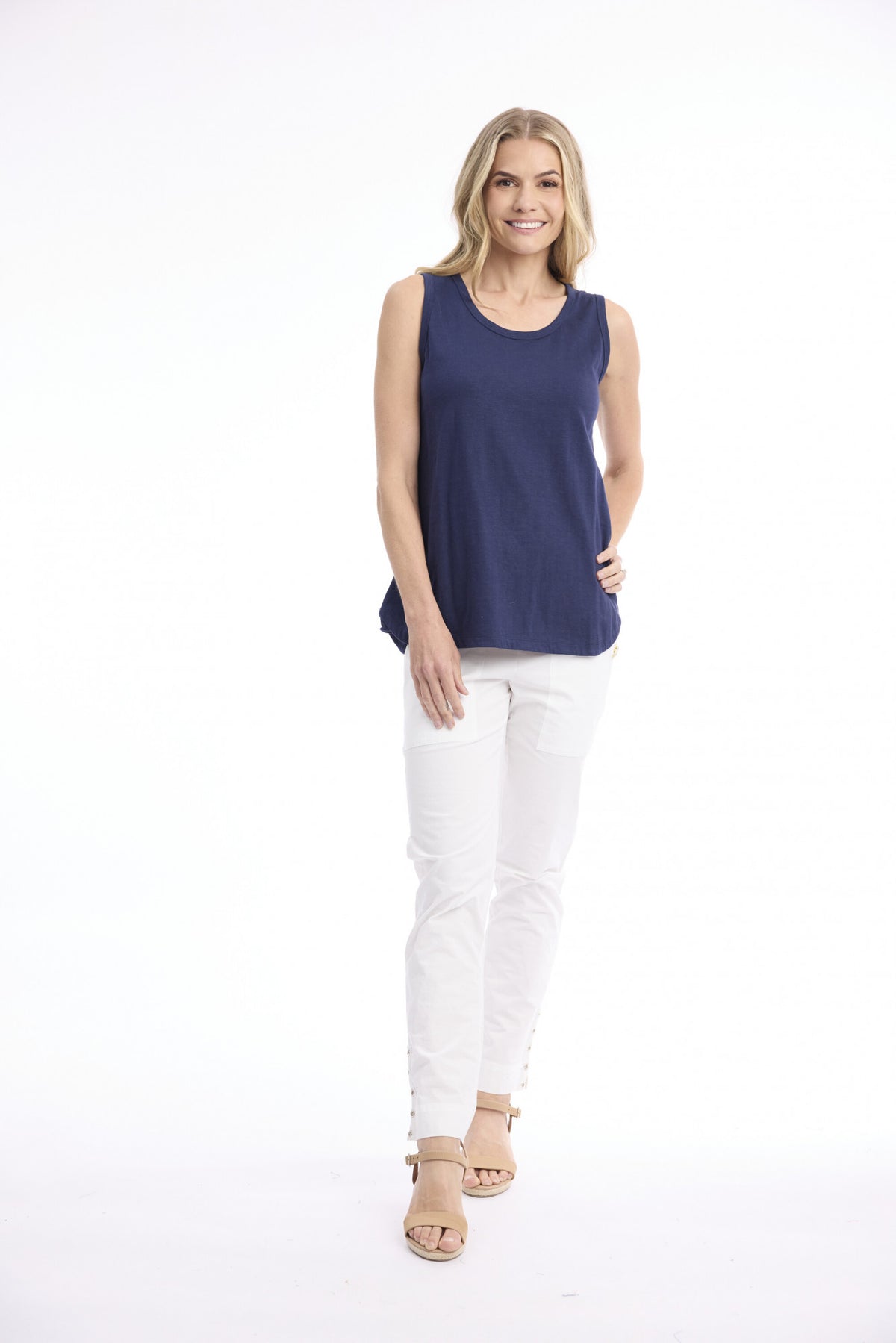 Cotton Knit Cami | Navy