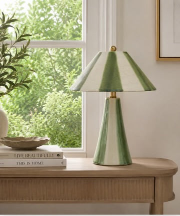 **COMING SOON** Athol Ceramic Lamp | Green/Ivory