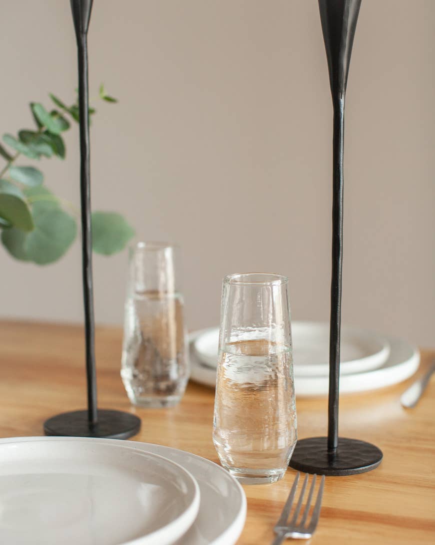 Handblown Hammered Champagne Flutes | Set of 2