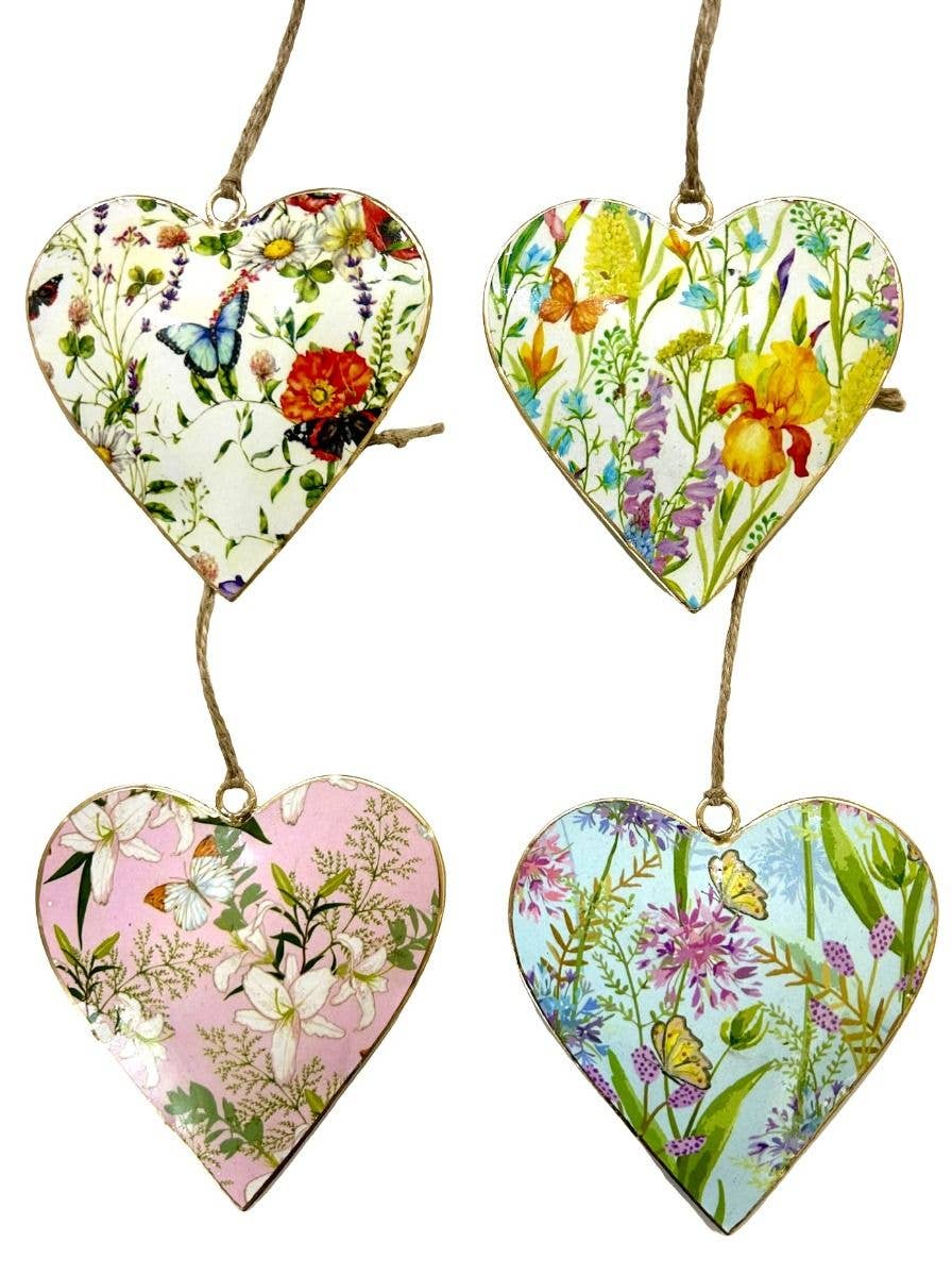 Floral 10 cm Hearts with Butterflies