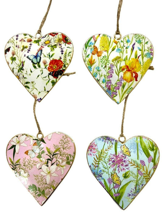 Floral 10 cm Hearts with Butterflies