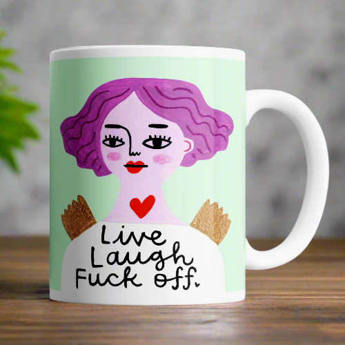 Live, Laugh, F*ck Off | Grumpy Angel Mug