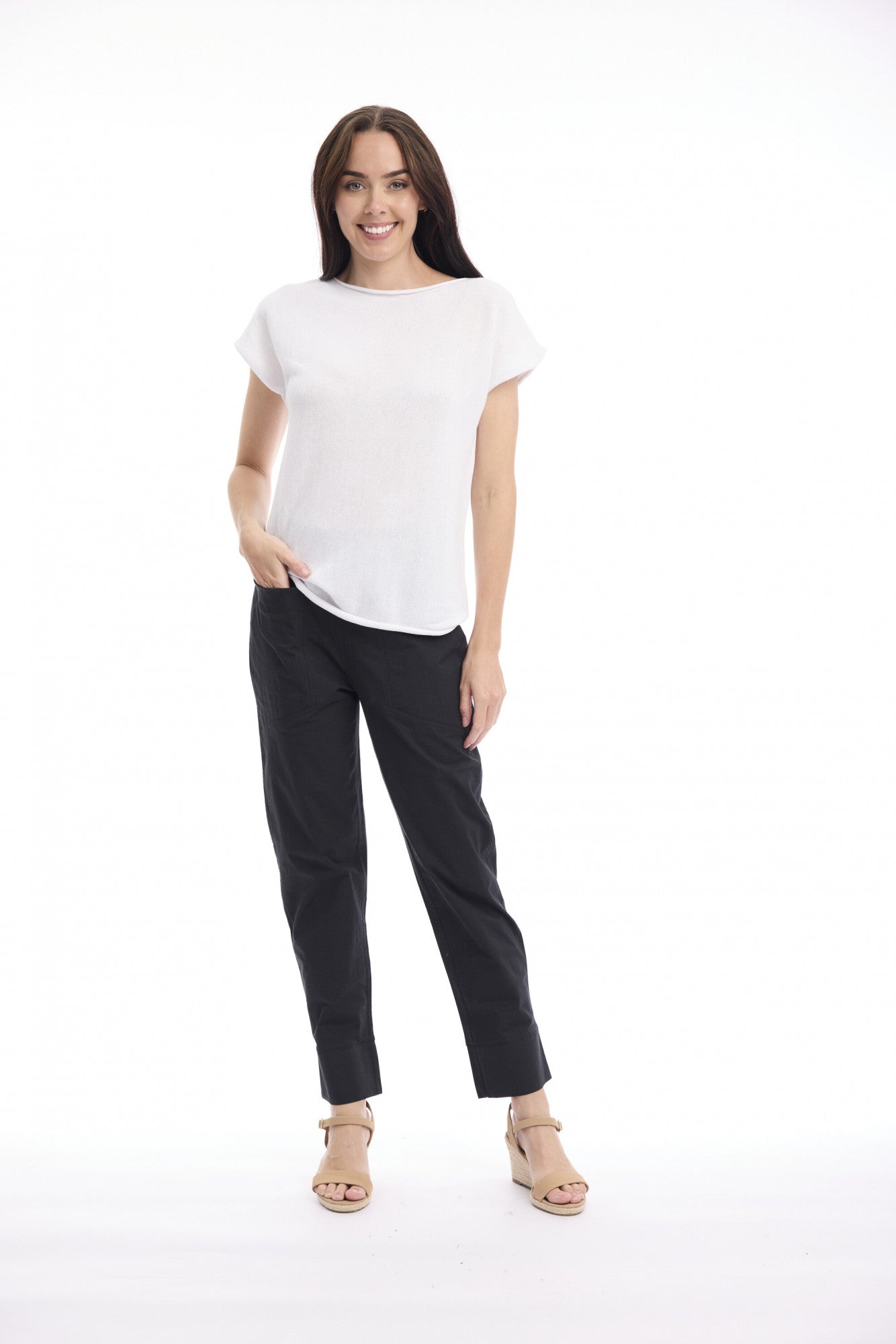 Boatneck Knit Top | White