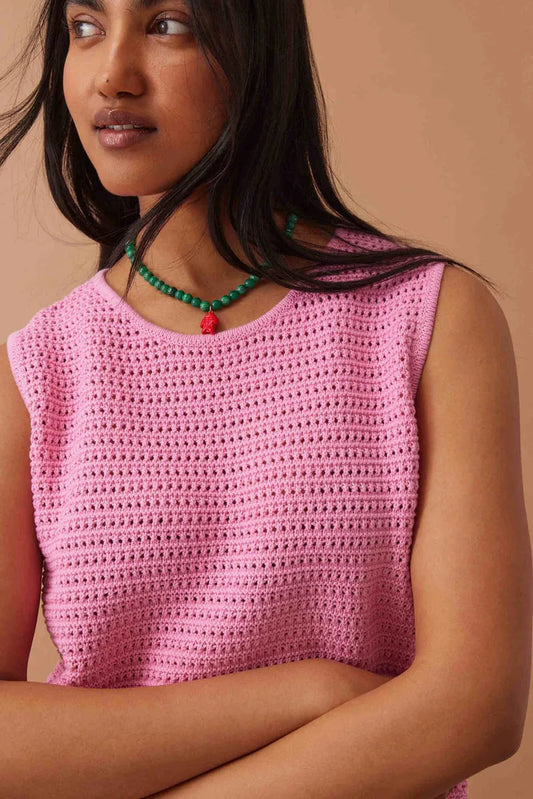 Margot Mesh Knit Tank | Hibiscus Pink