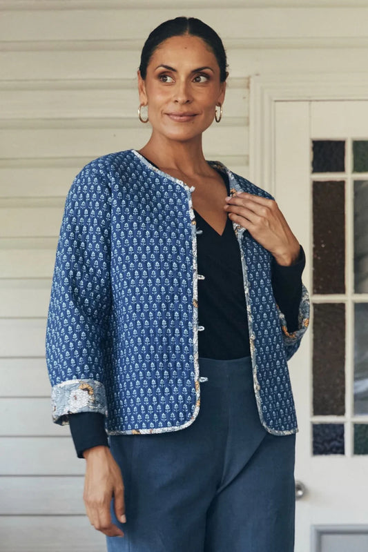 Zuri Reversible Jacket | Cornflower & Lazuli