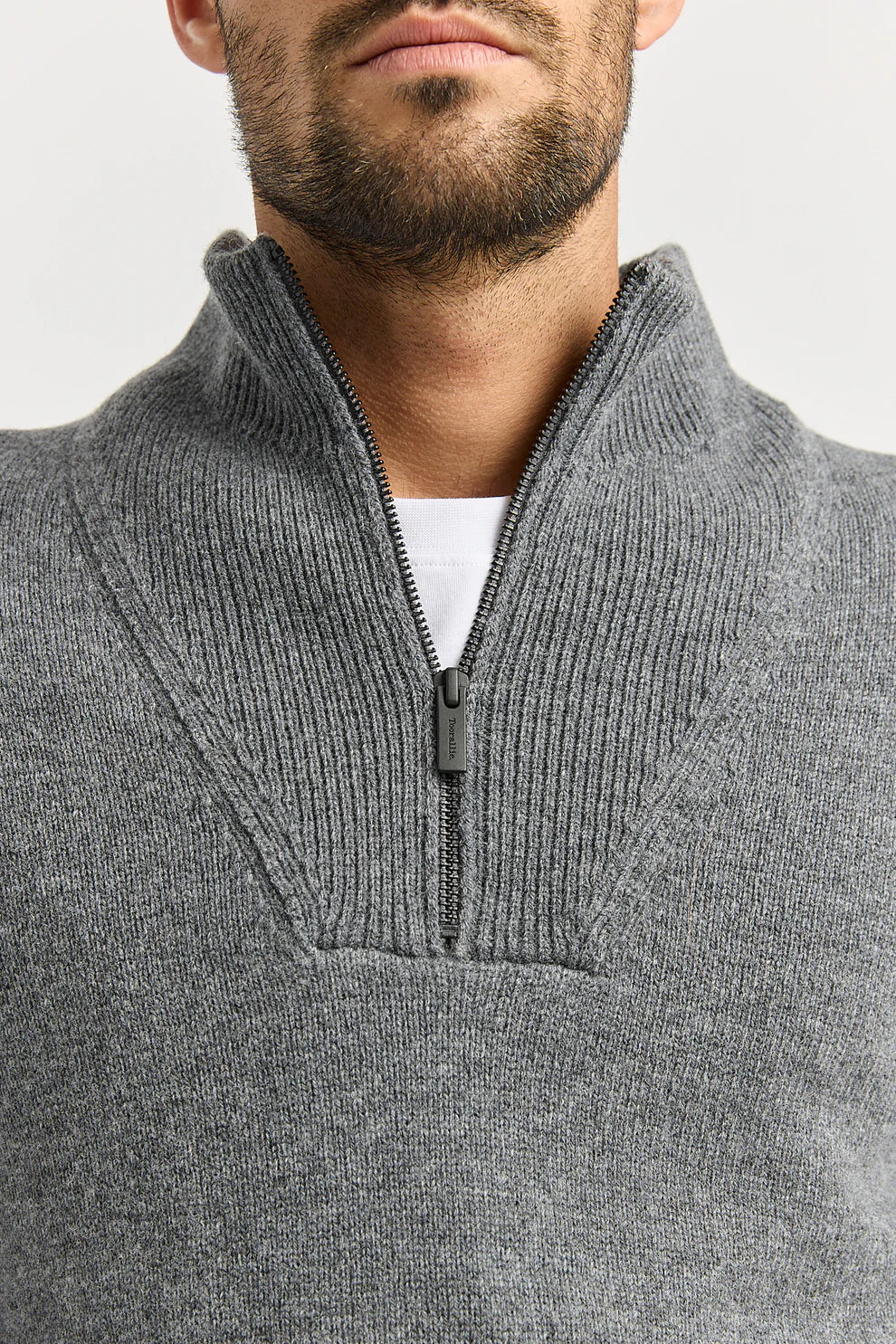 Lambswool Half Zip | Zinc