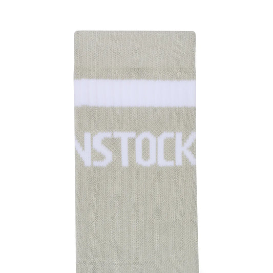 Cotton Crew Stripe Sock | Light Grey