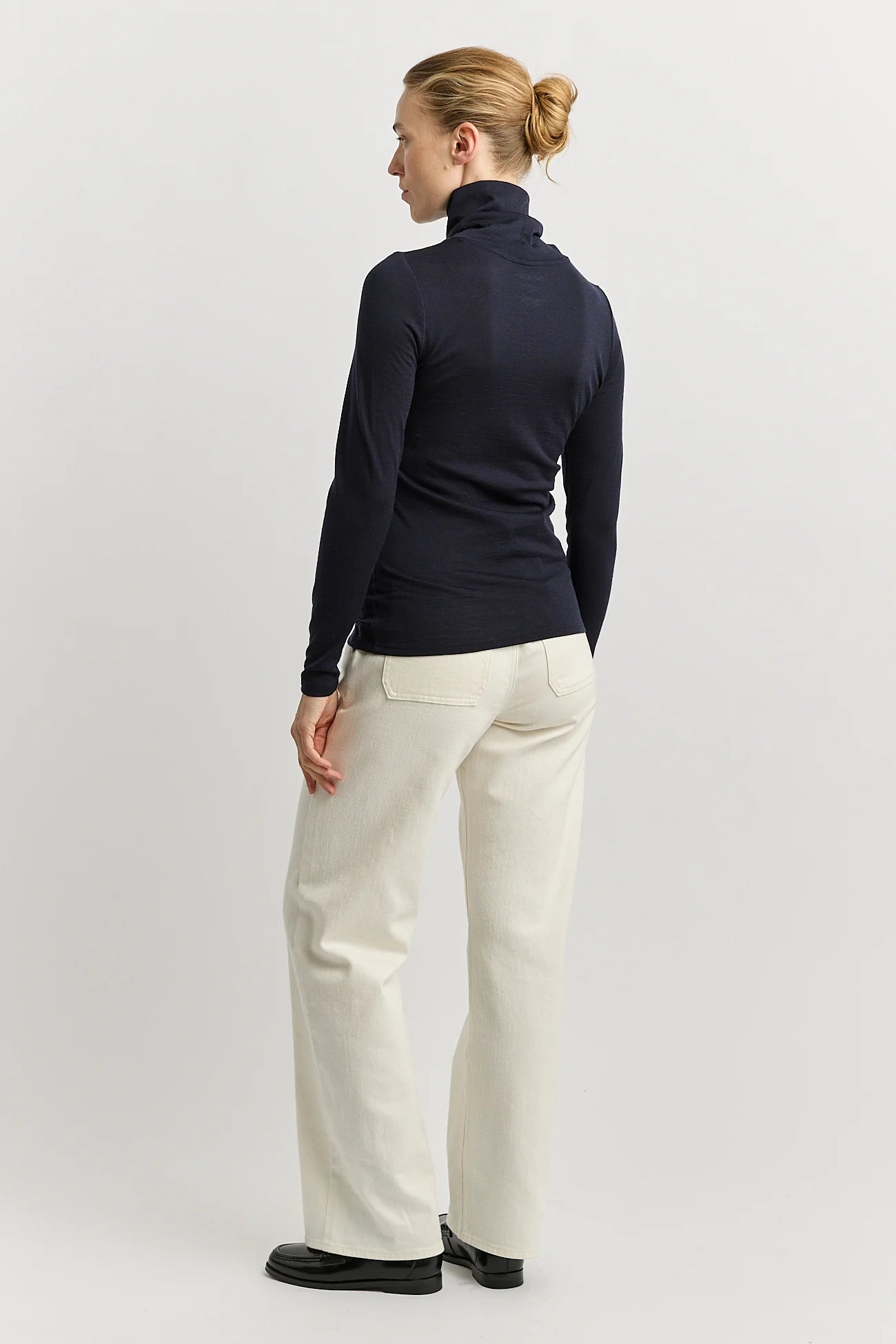 Fine Merino Polo Neck Top | True Navy
