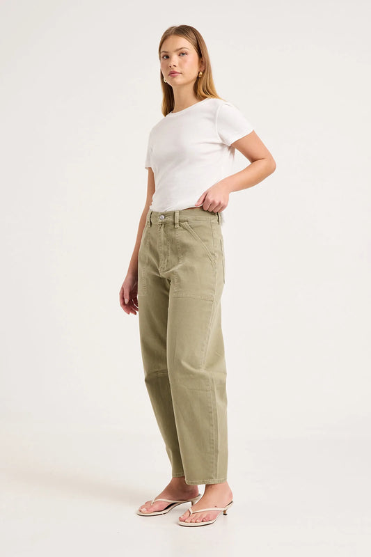 Gigi Barrel Jean | Summer Olive
