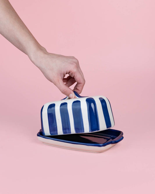 Artisanal Ceramic Butter Dish | Blue & White