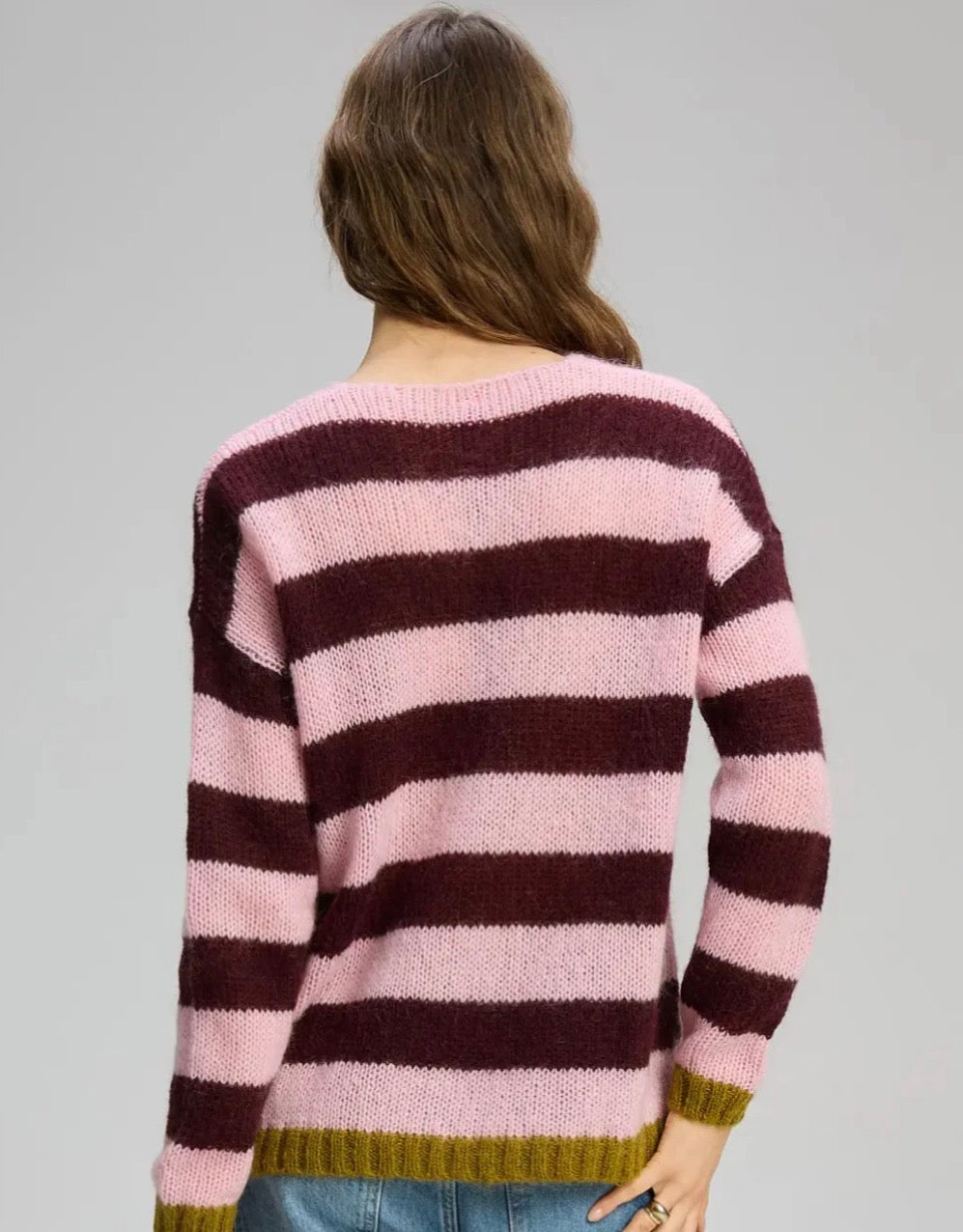 Cozy Kid Stripe V Knit | Sugar Plum