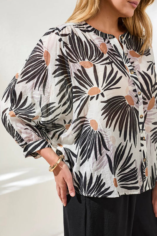 Flowy Dolman Sleeve Blouse | Black/White