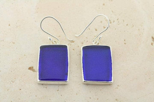 Cobalt Rec Sea Glass Earrings