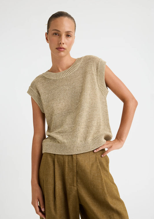 Renata Knit Sleeveless Top | Oat