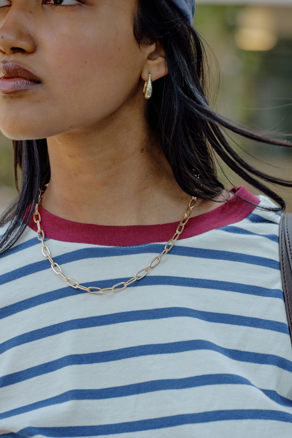 Scout Slouchy Long Sleeve Tee | Milk Prussian Blue Stripe