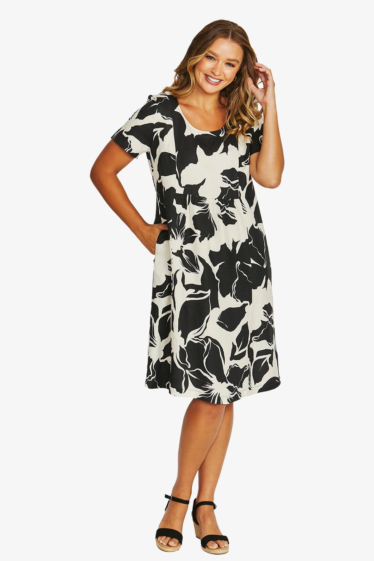 Lush Mono Gather Dress