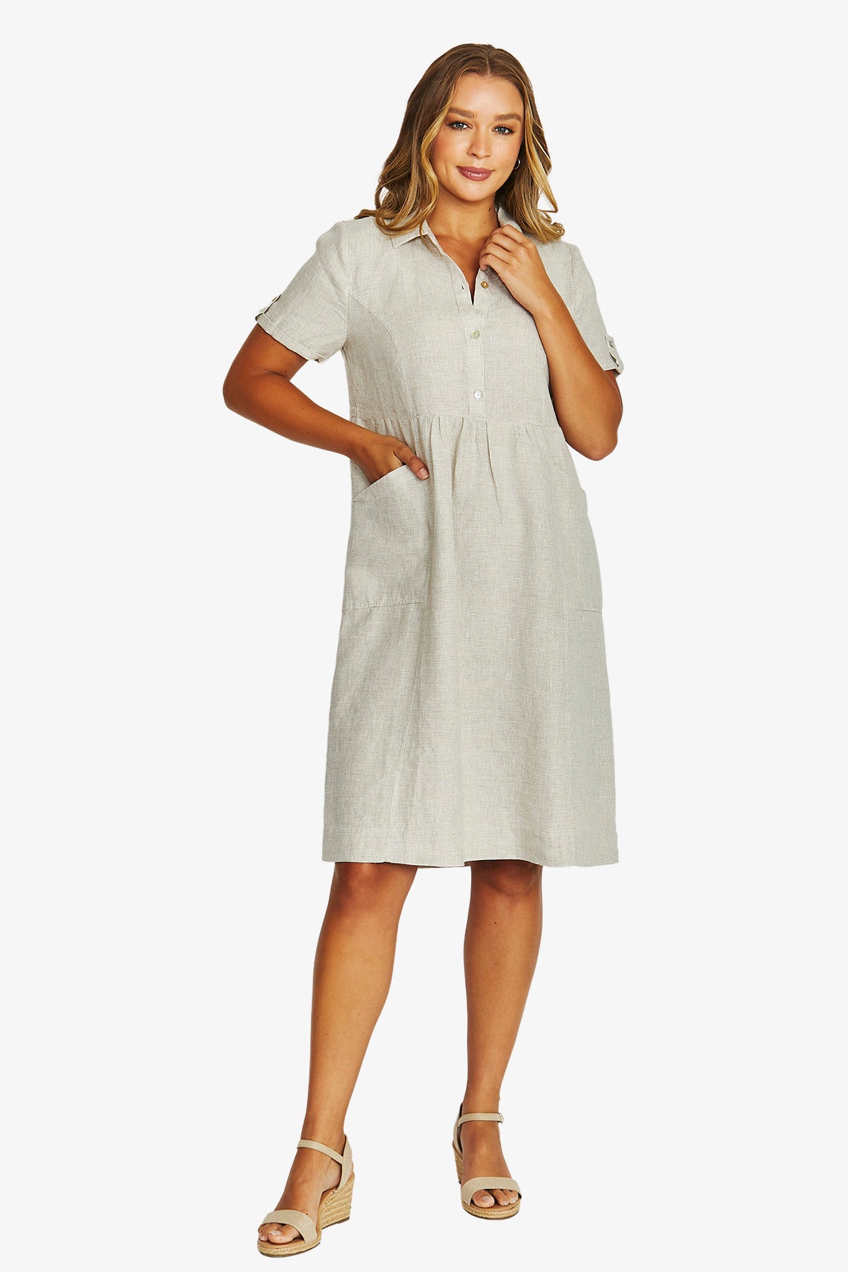 Mini Check Collar Dress | Flax