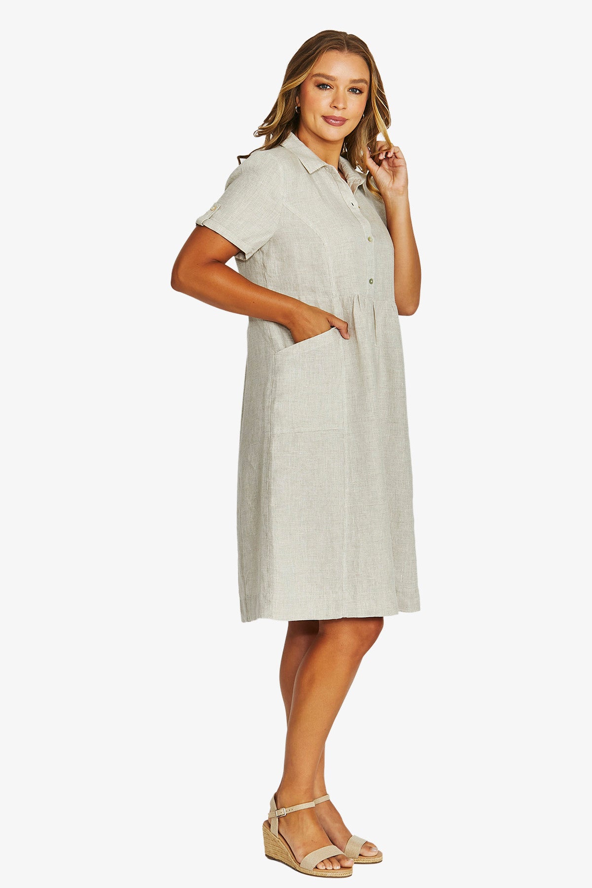 Mini Check Collar Dress | Flax
