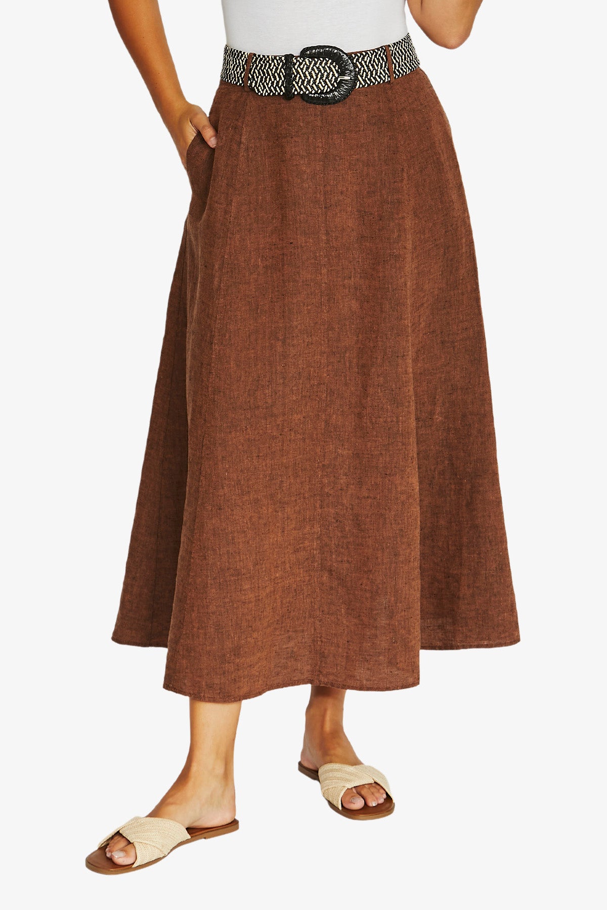 Belted Seam Skirt | Cinnamon