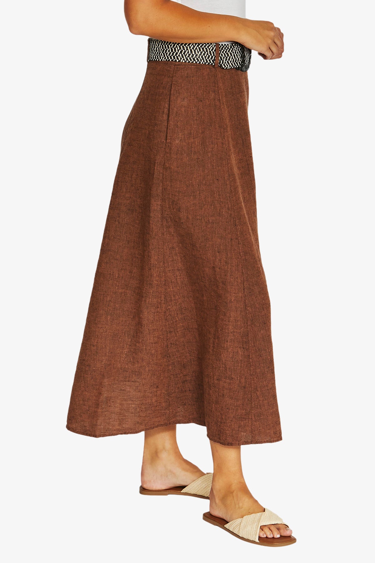 Belted Seam Skirt | Cinnamon