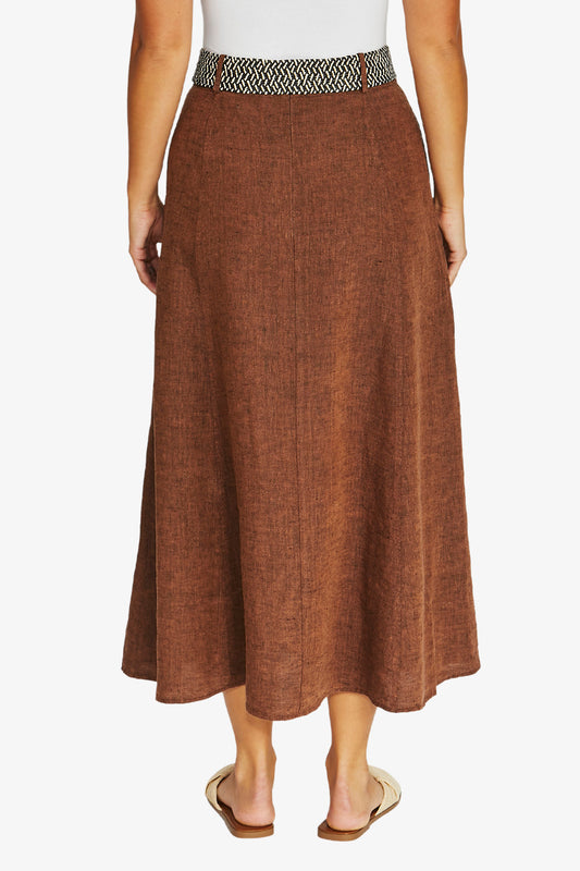 Belted Seam Skirt | Cinnamon