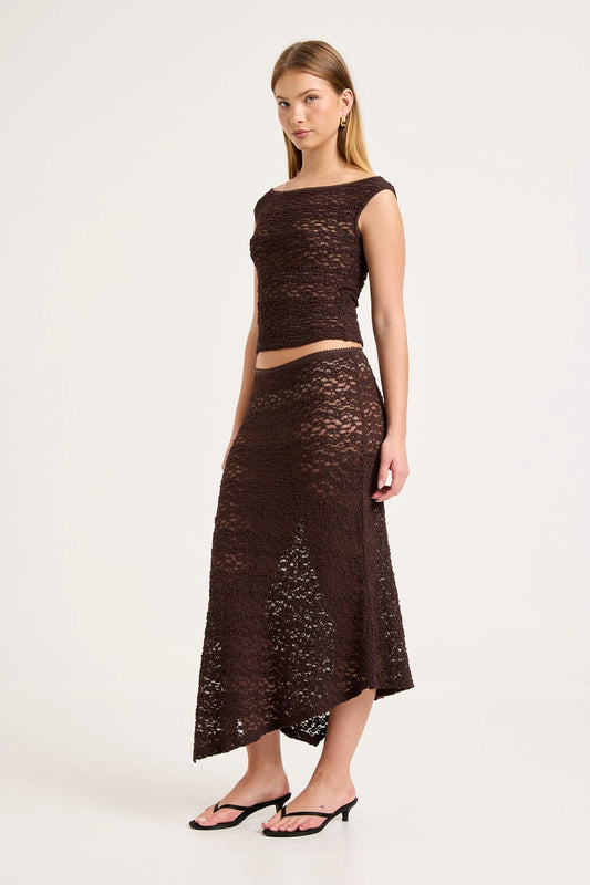 Rosalie Lace Skirt | Chocolate