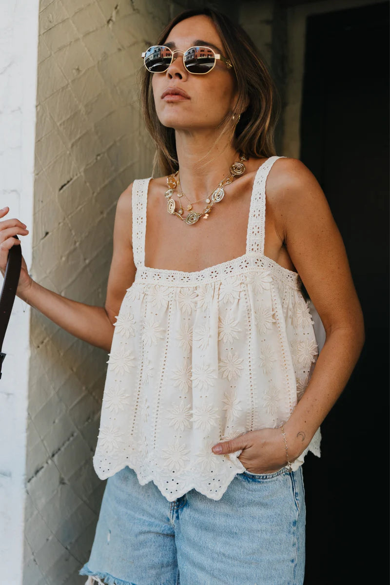 Gaia Embroidery Top | Cream